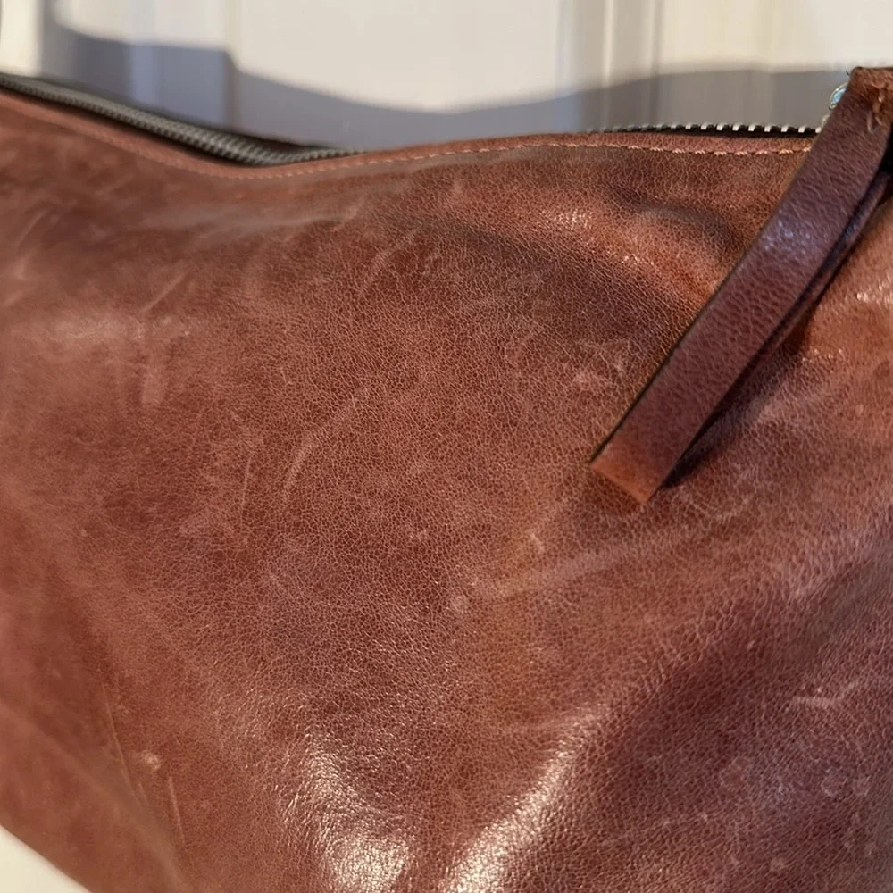 Italian Leather Mania Cowhide Handbag Dusty Pink Shoulder Bag Adj strap EUC - Picture 6 of 12